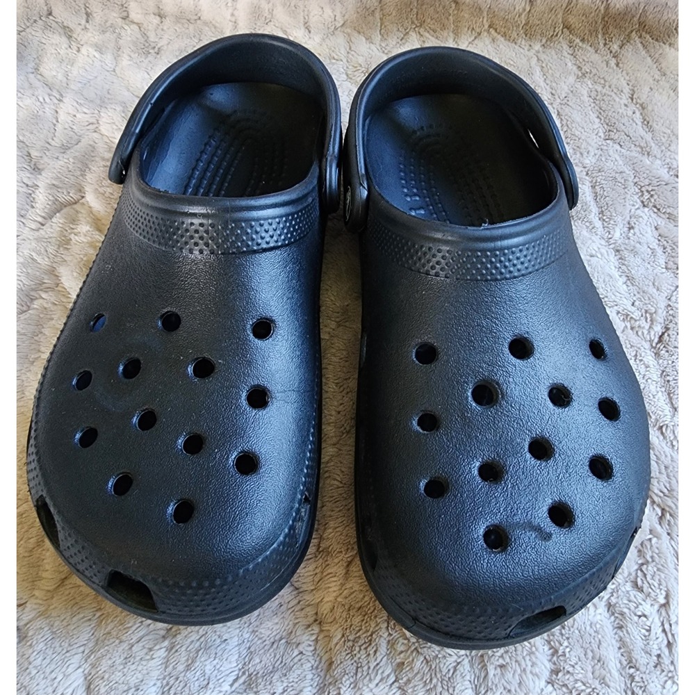 Crocs Classic Clogs Black Unisex Mens 5 Womens 7 Slip On Comfort Shoes